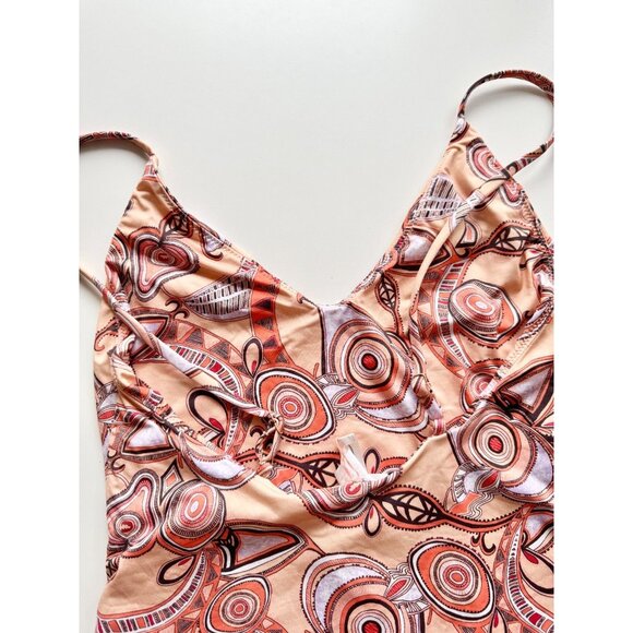 ALC Cleo Orange Rose Multi Graphic Plunge V-Neck One Piece Swimsuit, Size S - Picture 8 of 12